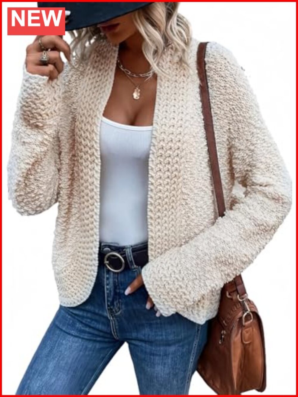 Open Front Chunky Knit Cardigan Sweater Coat